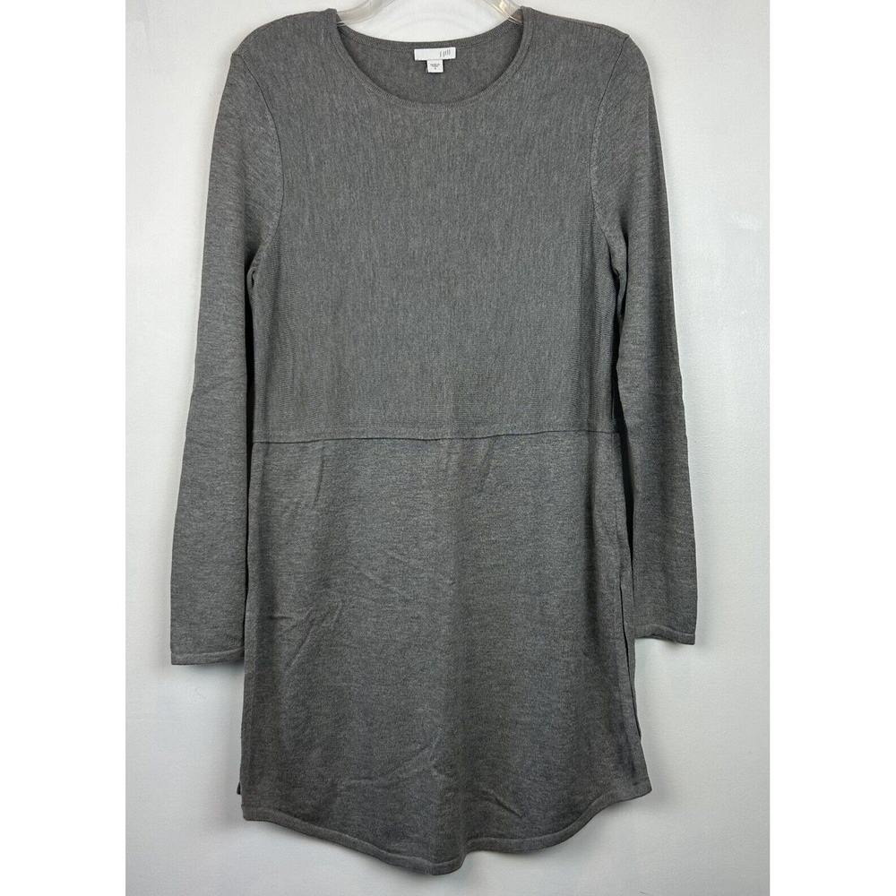 J Jill Sweater Top Dress Womans S Tunic Gray Viscose Wool Blend Side Slits